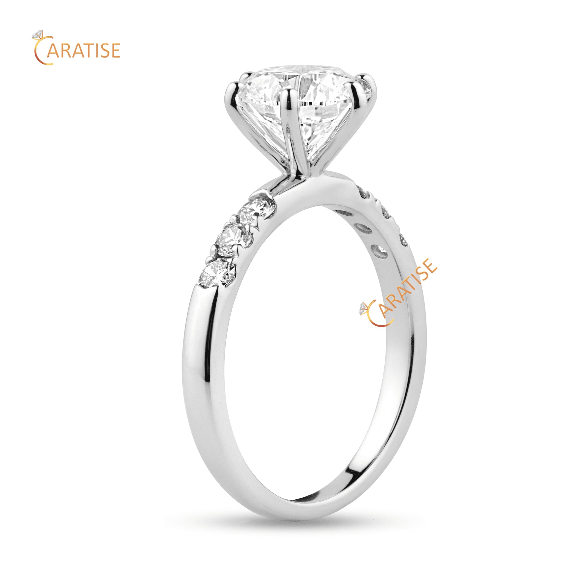 2.35 TDW Round Cut Diamond Engagement Ring 925 Silver