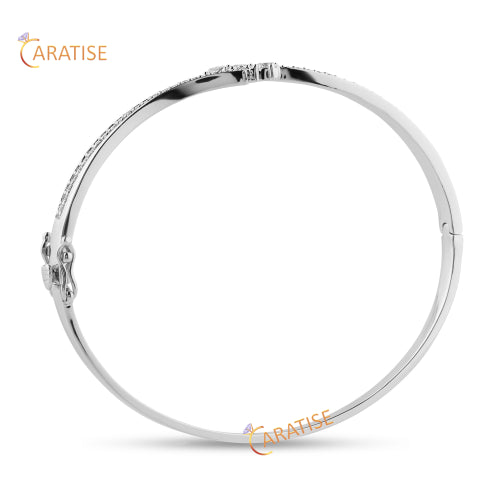 1.053 TDW Round Cut Moissanite Diamond Bangle Bracelet 925 Silver