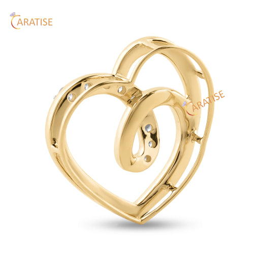 0.20 TDW Round Cut Heart Diamond Pendant 925 Silver