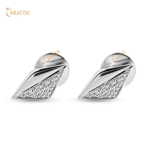 0.104 TDW Round Cut Diamond Earring 925 Silver