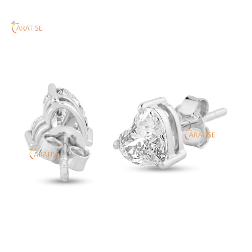 1.40 TDW Heart Cut Moissanite Diamond Stud 925 Silver