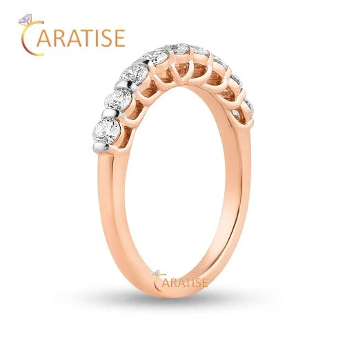 0.70 TDW Round Cut Diamond Band Ring 925 Silver