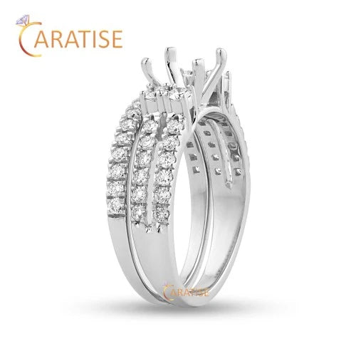 0.68 TDW Round Cut Diamond Women's Ring with Band 925 Silver