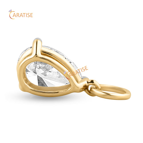1.08 TDW Pear Cut Solitaire Diamond Pendant 925 Silver