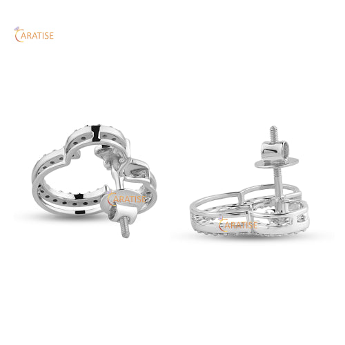 0.638 TDW Round Cut Diamond Earring 925 Silver