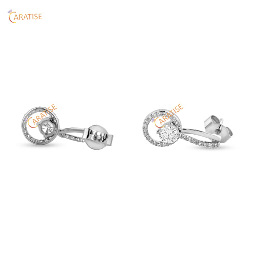 0.80 TDW Round Cut Diamond Earring 925 Silver
