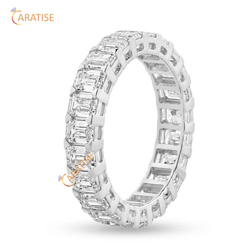 5.75 TDW Emerald Cut Moissanite Diamond Eternity Band 925 Silver