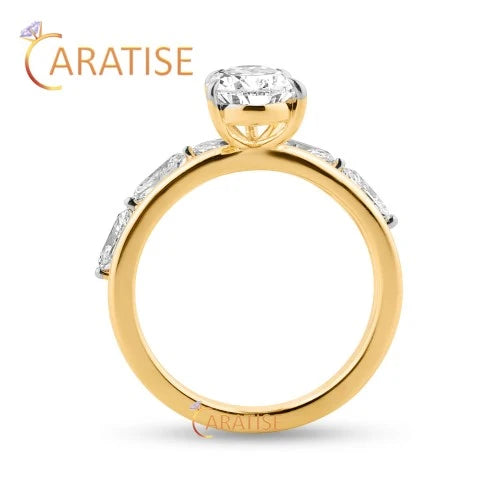 1.87 TDW Pear & Marquise Cut Diamond Ring 925 Silver