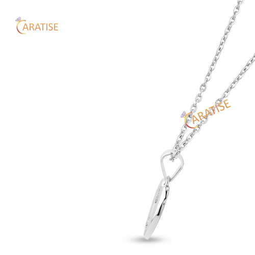 0.10 TDW Round Brilliant Cut Heart Diamond Pendant 925 Silver