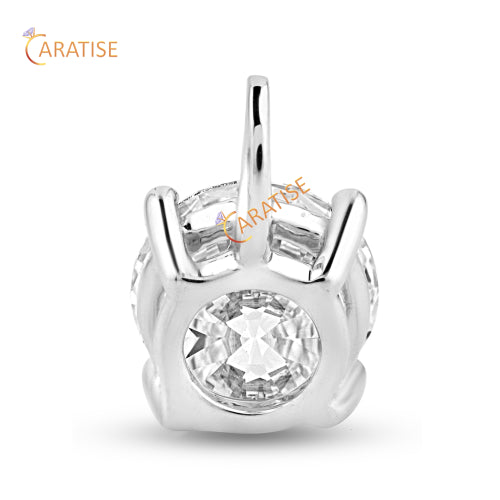 1.00 TDW Round Cut Diamond Solitaire Pendant 925 Silver