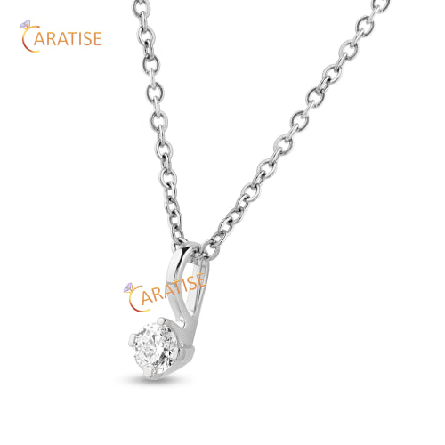 0.30 TDW Round Cut Diamond Custom Pendant With Chain 925 Silver