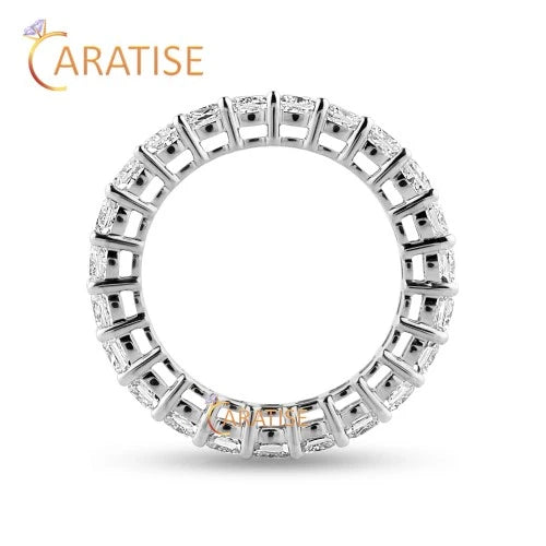 3.45 TDW Cushion Cut Diamond Eternity Band Ring 925 Silver