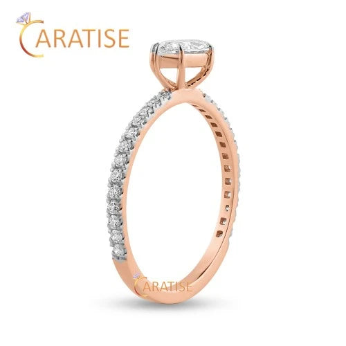 0.72 TDW Marquise & Round Cut Diamond Ring 925 Silver