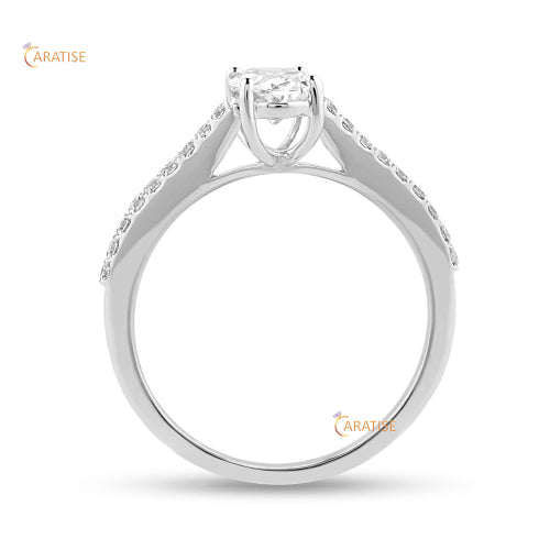 1.28 TDW Oval and Round Cut Moissanite Diamond Engagement Ring 925 Silver