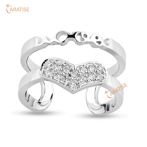 0.19 TDW Round Cut Diamond Engagement Ring 925 Silver