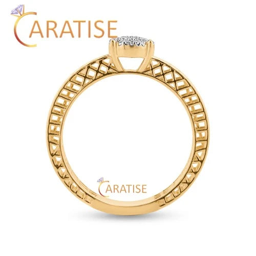 0.14 TDW Round Cut Diamond Engagement Ring 925 Silver