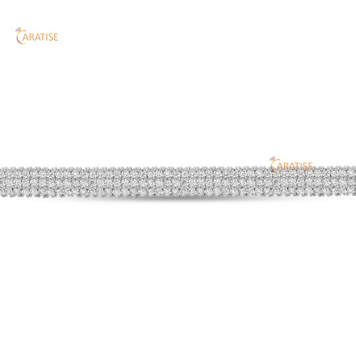 6.99 TDW Round Cut Diamond Charm Bracelet 925 Silver