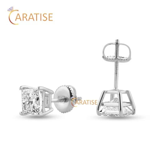 0.55 TDW Princess Cut Diamond Earring 925 Silver