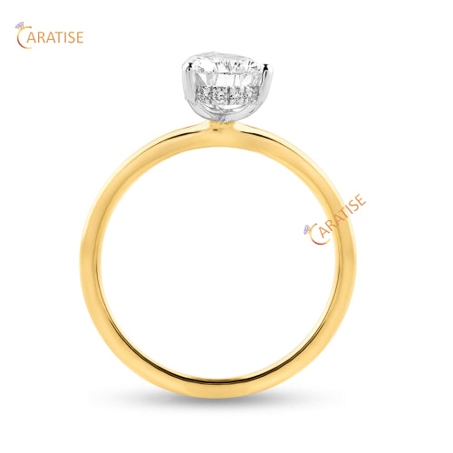 1.28 TDW Pear & Round Cut Diamond Halo Ring 925 Silver