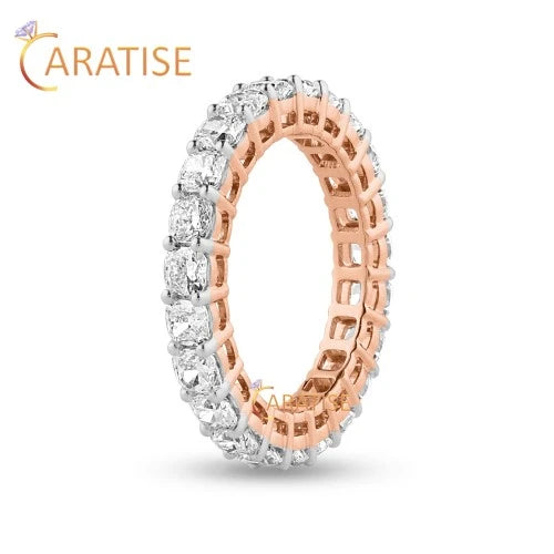 3.45 TDW Cushion Cut Diamond Eternity Band Ring 925 Silver