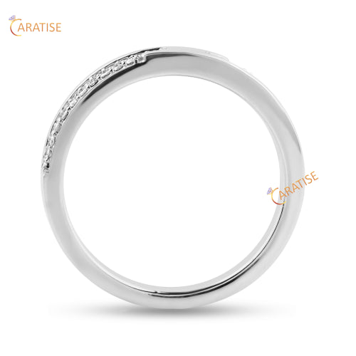 0.24 TDW Round Cut Diamond Band Ring 925 Silver