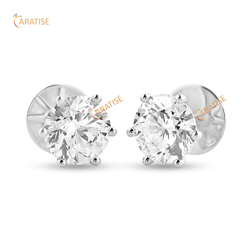 1.60 TDW Round Cut Diamond Stud Earring 925 Silver