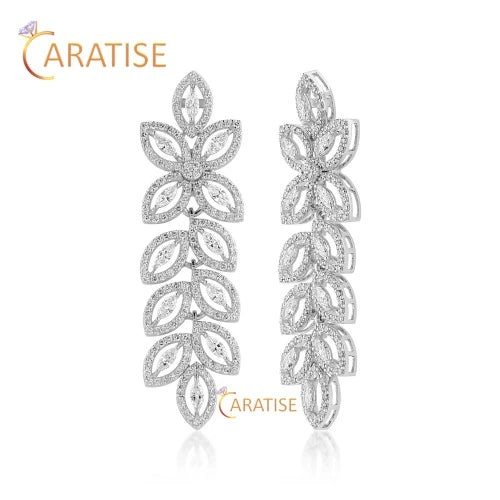 16.936 TDW Marquise & Round Cut Diamond Necklace 925 Silver