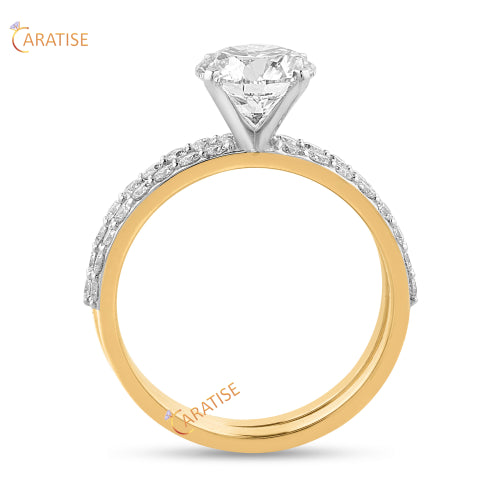 2.06 TDW Round Cut Diamond Ring wit Band 925 Silver