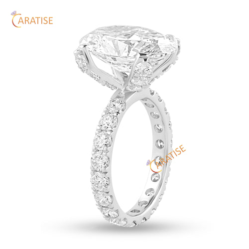 10.46 TDW Oval & Round Cut Diamond Ring With Band 925 Silver