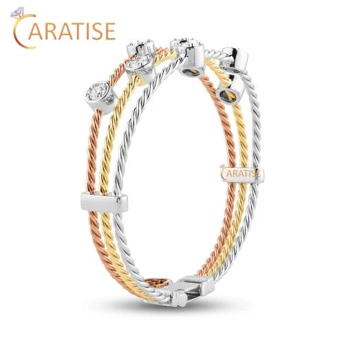 2.00 TDW Round Cut Diamond Slider Bracelet 925 Silver