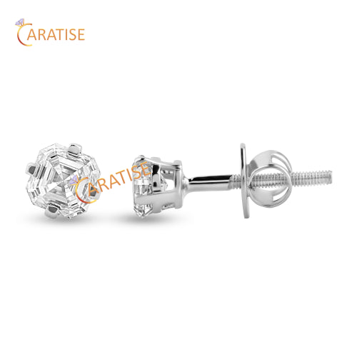 0.75 TDW Asscher Cut Diamond Stud Earring 925 Silver