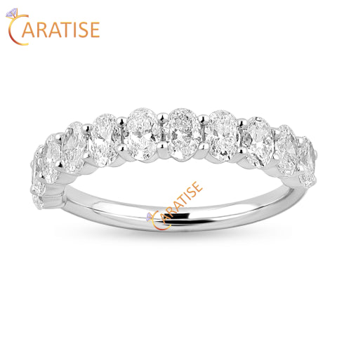1.10 TDW Oval Cut Moissanite Diamond Eternity Band 925 Silver