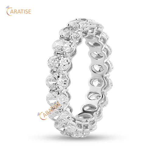 5.19 TDW Oval Cut Moissanite Diamond Eternity Band Ring 925 Silver
