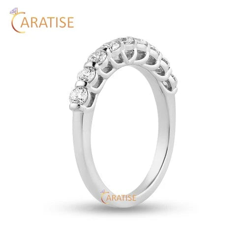 0.70 TDW Round Cut Diamond Eternity Band Ring 925 Silver