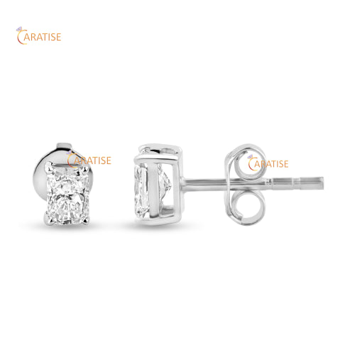 0.76 TDW Radiant Cut Diamond Earring 925 Silver