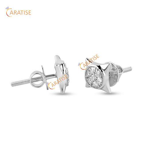 0.196 TDW Round Cut Diamond Earring 925 Silver