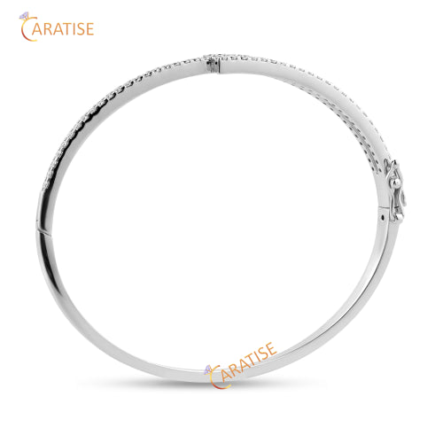 1.13 TDW Round Cut Diamond Diamond Bangle Bracelet 925 Silver