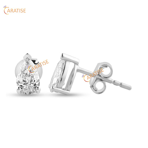0.90 TDW Pear Cut Moissanite Earring 925 Silver