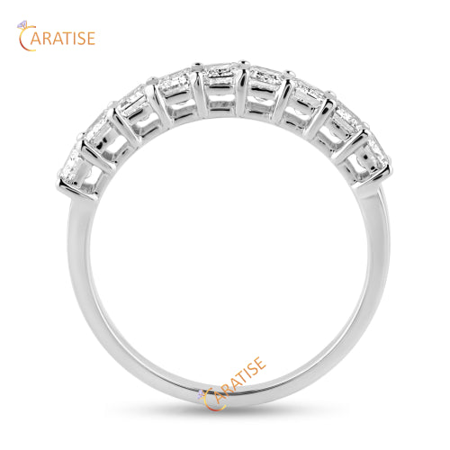 1.31 TDW Emerald Cut Diamond Ring 925 Silver