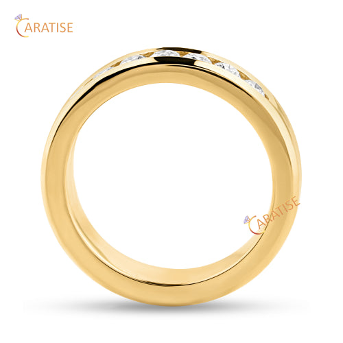 0.71 TDW Round Cut Moissanite Diamond Band Ring 925 Silver