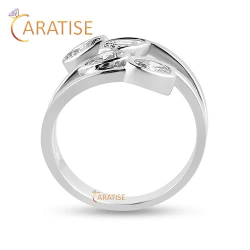 1.28 TDW Pear & Oval Cut Diamond Engagement Ring 925 Silver