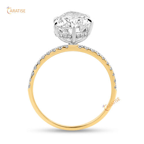 3.66 TDW Pear & Round Cut Diamond Halo Ring 925 Silver