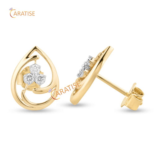 0.21 TDW Round Cut Diamond Stud Earring 925 Silver