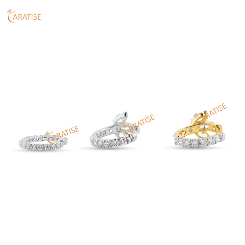 0.35 TDW Marquise & Round Cut Diamond Earring