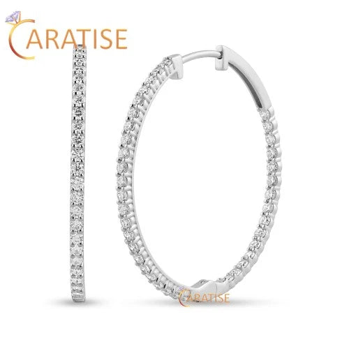 1.44 TDW Round Cut Diamond Earring 925 Silver