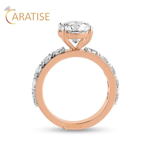 3.20 TDW Round Cut Diamond Engagement Ring 925 Silver