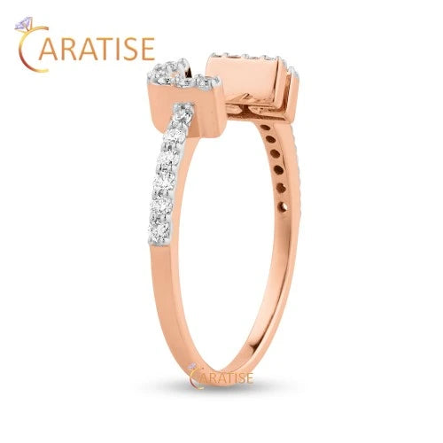 0.21 TDW Round Cut Diamond Engagement Ring 925 Silver