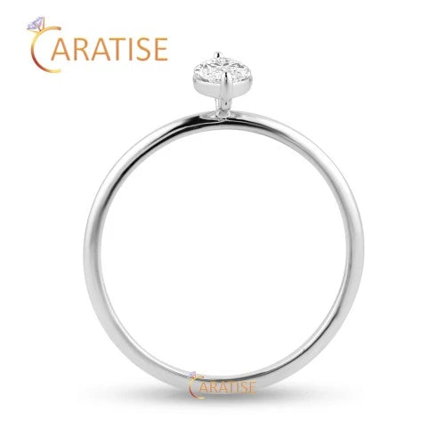 0.30 TDW Marquise Cut Diamond Solitaire Ring 925 Silver