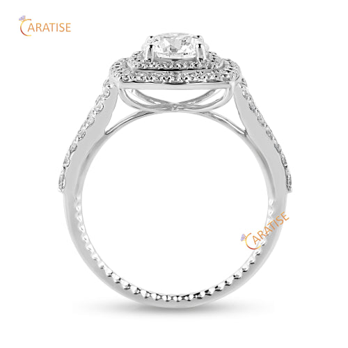 1.73 TDW Round Cut Diamond Engagement Ring 925 Silver