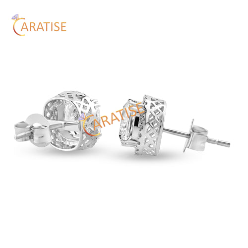 3.21 TDW Cushion & Round Cut Diamond Earrings 925 Silver